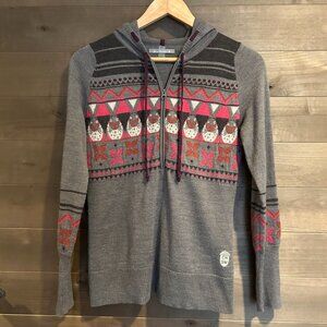 SMARTWOOL x Charley Harper Glacier Bay Zip Hoodie Hooded Wool Sweater Top Sz S